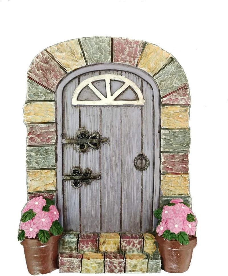 JIUMO Fairy Doors Outdoor Miniature Fairy Garden Doors for Trees Fairies Door Wall Hanging Garden Ornaments Decor Gifts Tree Decor Ornaments Fairy Gnome Home - Image 1